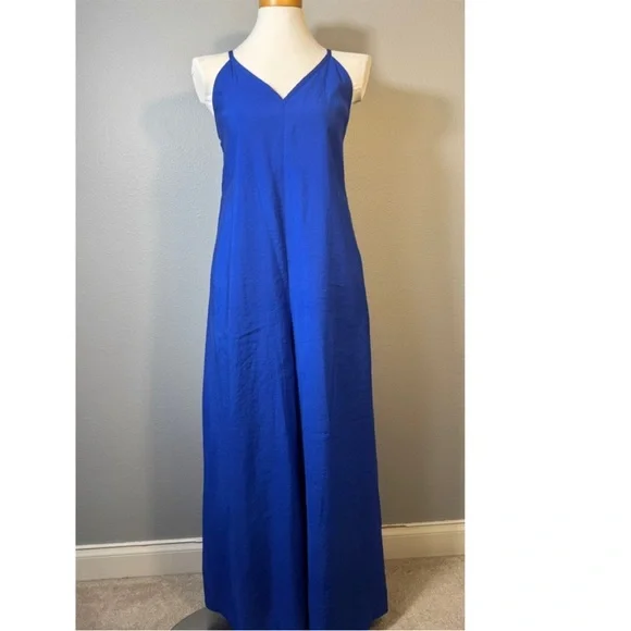 COS V Neck Wide Leg Jumpsuit Womens Size Large Blue - Picture 6 of 11